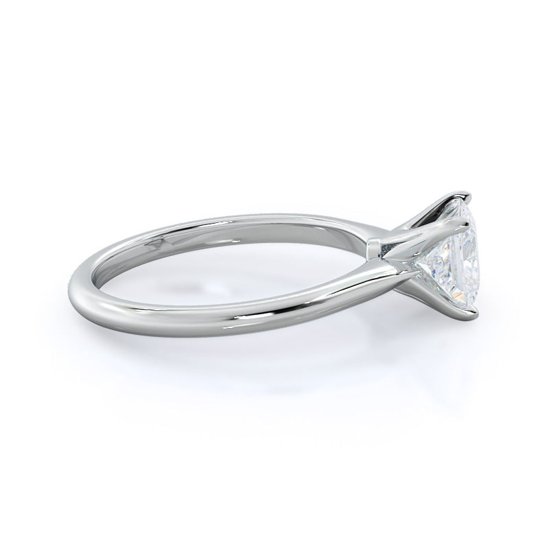 Noveau Four Prong Solitaire Engagement Ring with Princess Cut Diamond in 14KT Platinum view 3

