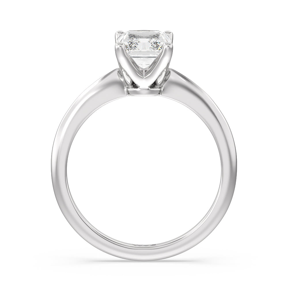 Noveau Four Prong Solitaire Engagement Ring with Radiant Cut Diamond in 14KT Platinum view 2
