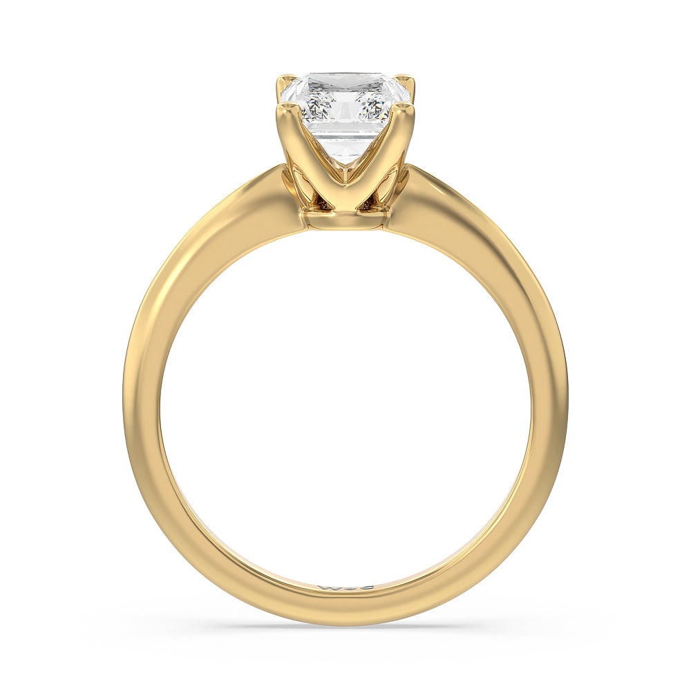 Radiant Cut Noveau Four Prong Solitaire Engagement Ring with Lab Grown Diamond in 14KT Yellow Gold view 2
