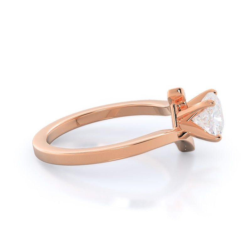 Cushion Cut Flourish Solitaire Diamond Engagement Ring with Lab Grown Diamond in 14KT Rose Gold view 3

