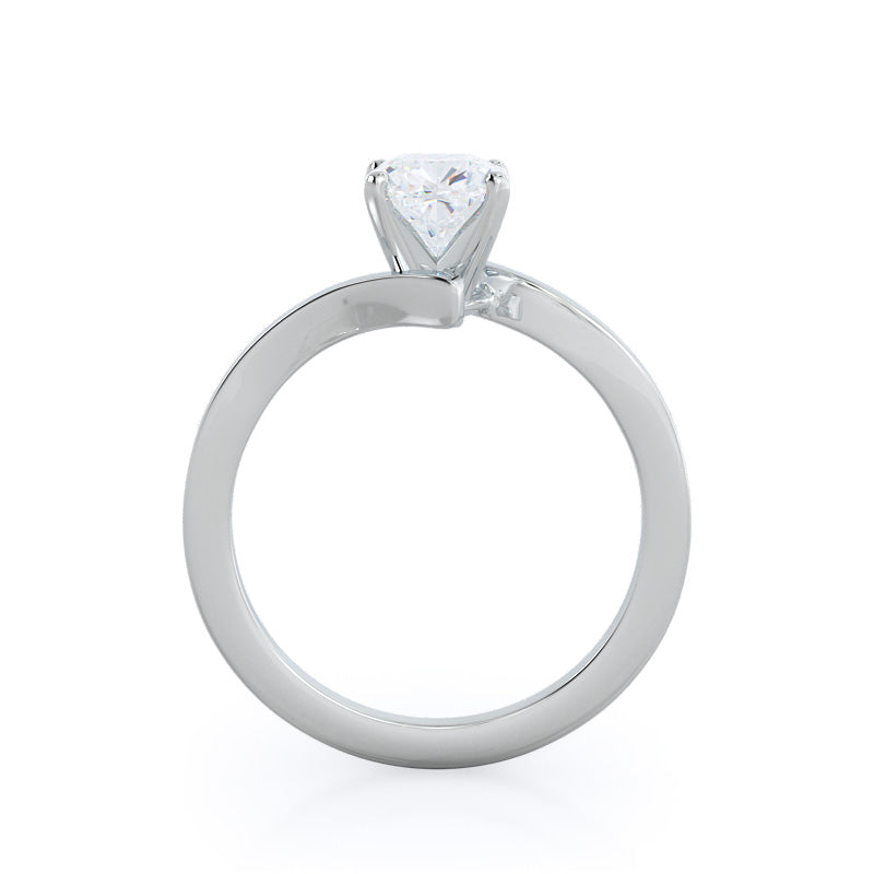 Flourish Solitaire Diamond Engagement Ring with Cushion Cut Diamond in 14KT Platinum view 2
