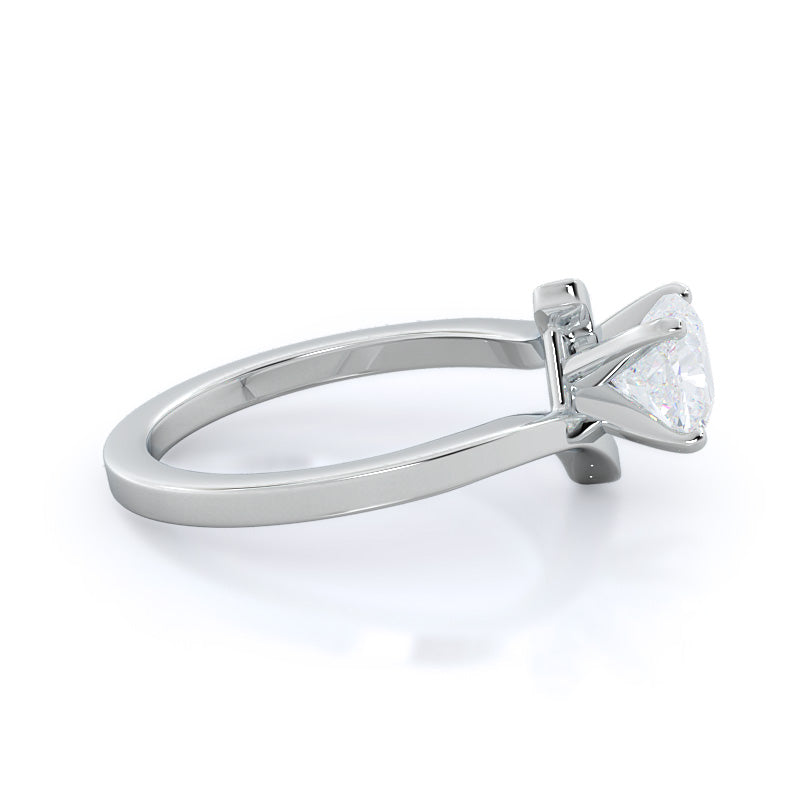 Cushion Cut Flourish Solitaire Diamond Engagement Ring with Lab Grown Diamond in 14KT Platinum view 3

