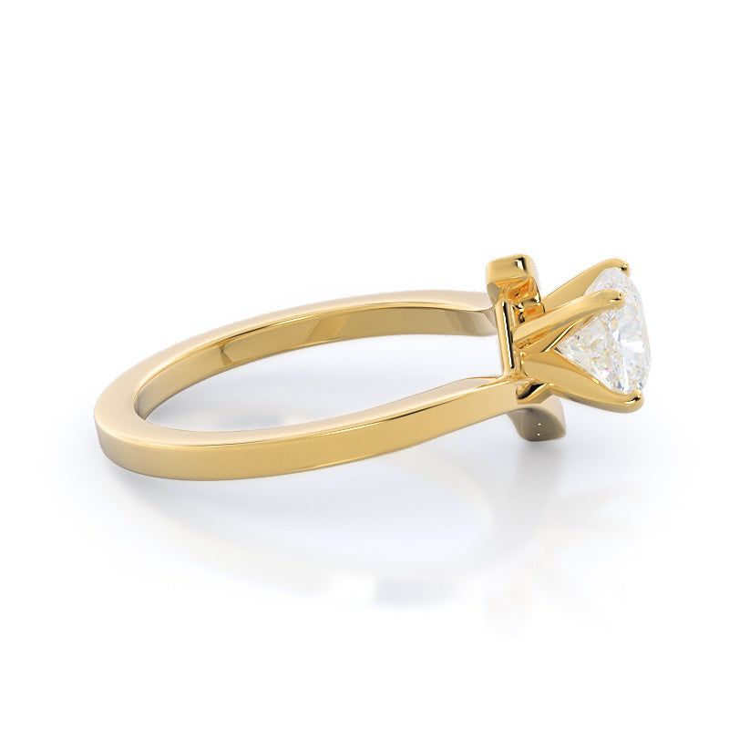 Cushion Cut Flourish Solitaire Diamond Engagement Ring with Lab Grown Diamond in 14KT Yellow Gold view 3
