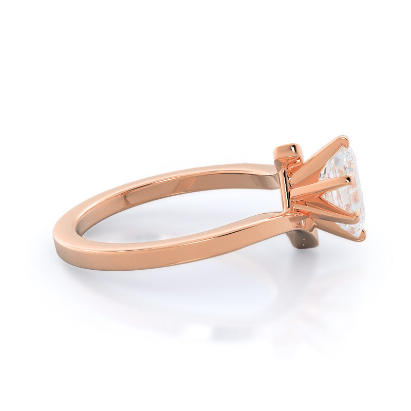 Flourish Solitaire Diamond Engagement Ring with Emerald Cut Diamond in 14KT Rose Gold view 3
