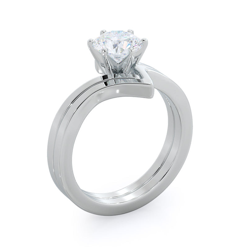Flourish Solitaire Diamond Engagement Ring with Emerald Cut Diamond in 14KT Platinum view 4
