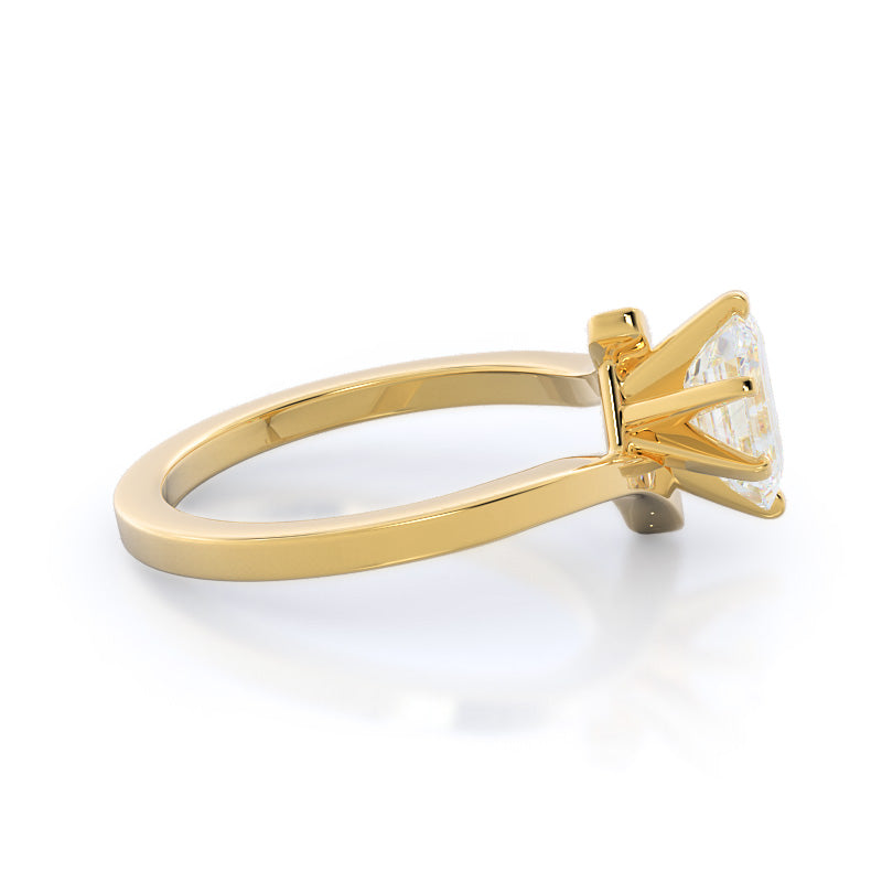 Emerald Cut Flourish Solitaire Diamond Engagement Ring with Lab Grown Diamond in 14KT Yellow Gold view 3
