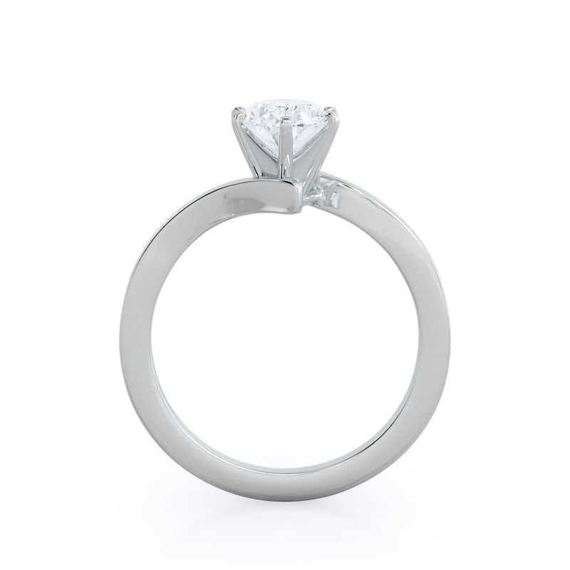 Flourish Solitaire Diamond Engagement Ring with Oval Cut Diamond in 14KT Platinum view 2
