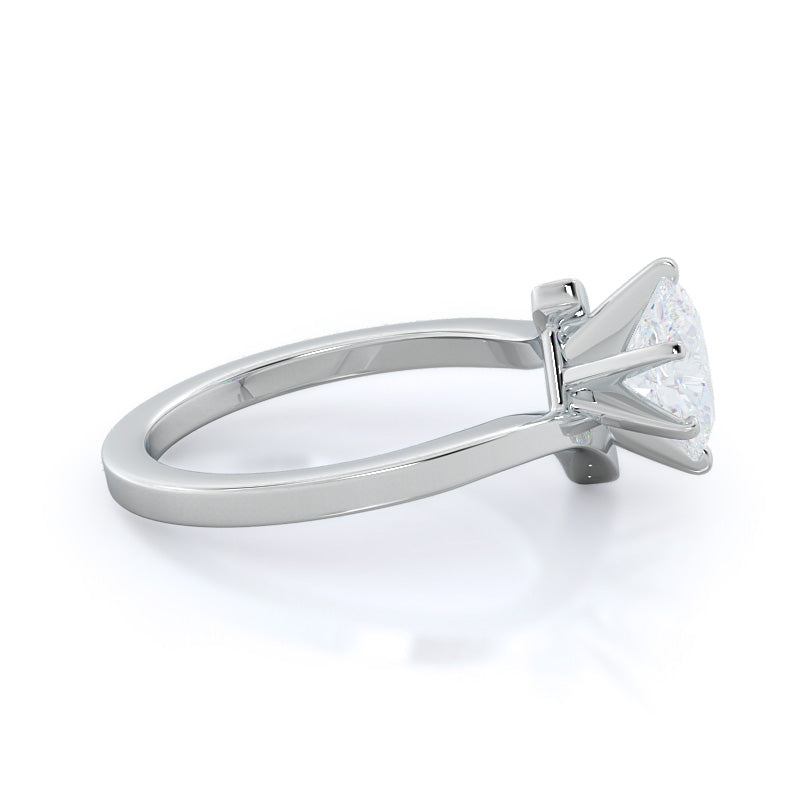 Flourish Solitaire Diamond Engagement Ring with Oval Cut Diamond in 14KT Platinum view 3
