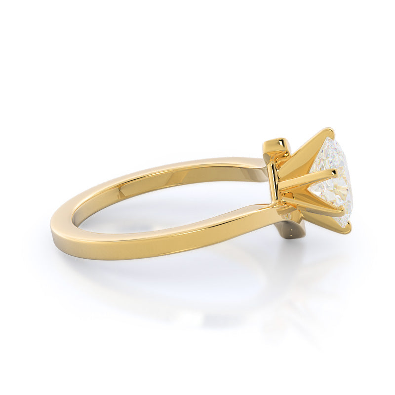 Flourish Solitaire Diamond Engagement Ring with Oval Cut Diamond in 14KT Yellow Gold view 2
