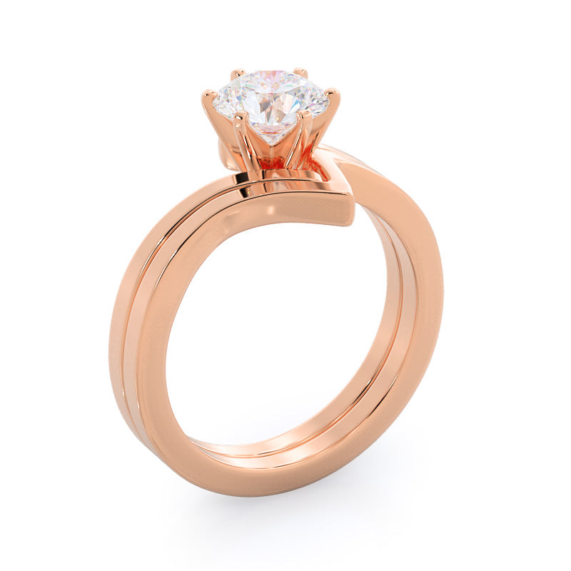 Flourish Solitaire Diamond Engagement Ring with Princess Cut Diamond in 14KT Rose Gold view 4
