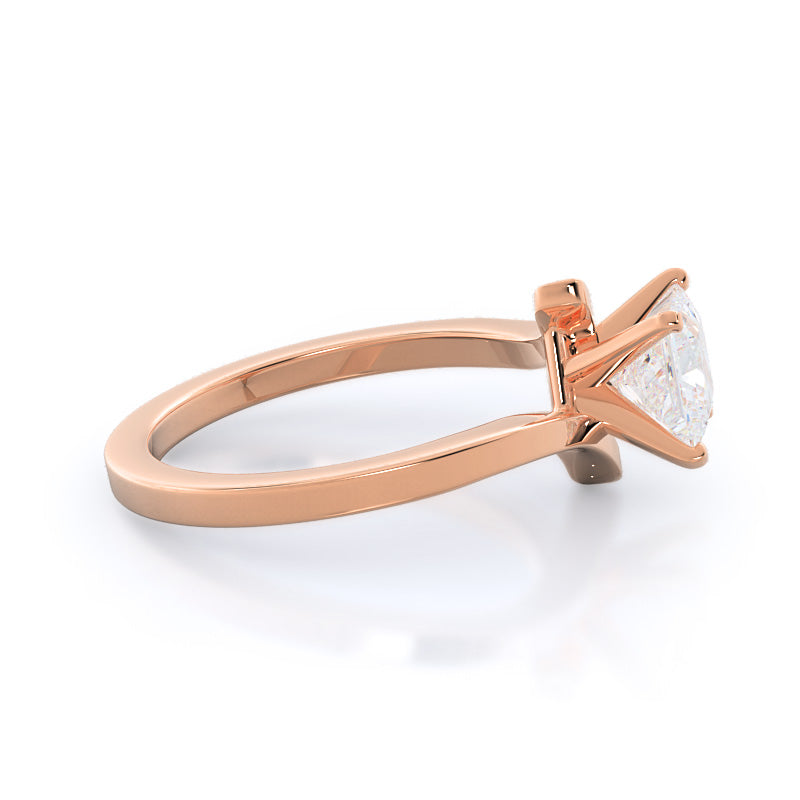 Flourish Solitaire Diamond Engagement Ring with Princess Cut Diamond in 14KT Rose Gold view 3

