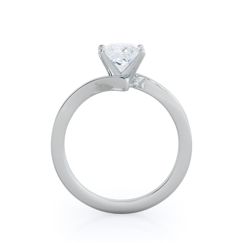 Flourish Solitaire Diamond Engagement Ring with Princess Cut Diamond in 14KT Platinum view 2
