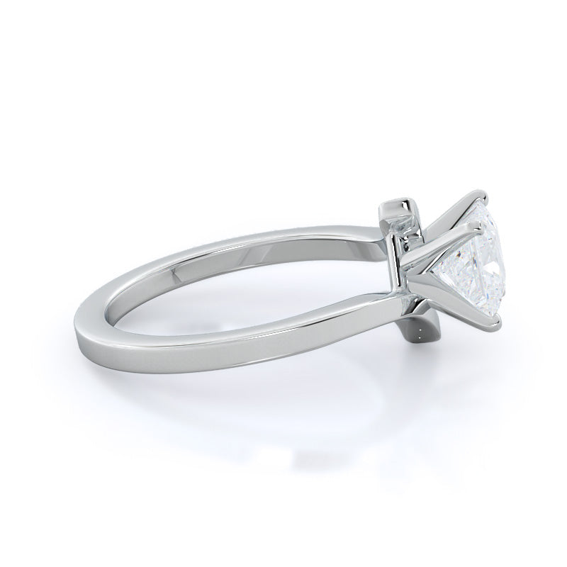 Flourish Solitaire Diamond Engagement Ring with Princess Cut Diamond in 14KT Platinum view 3
