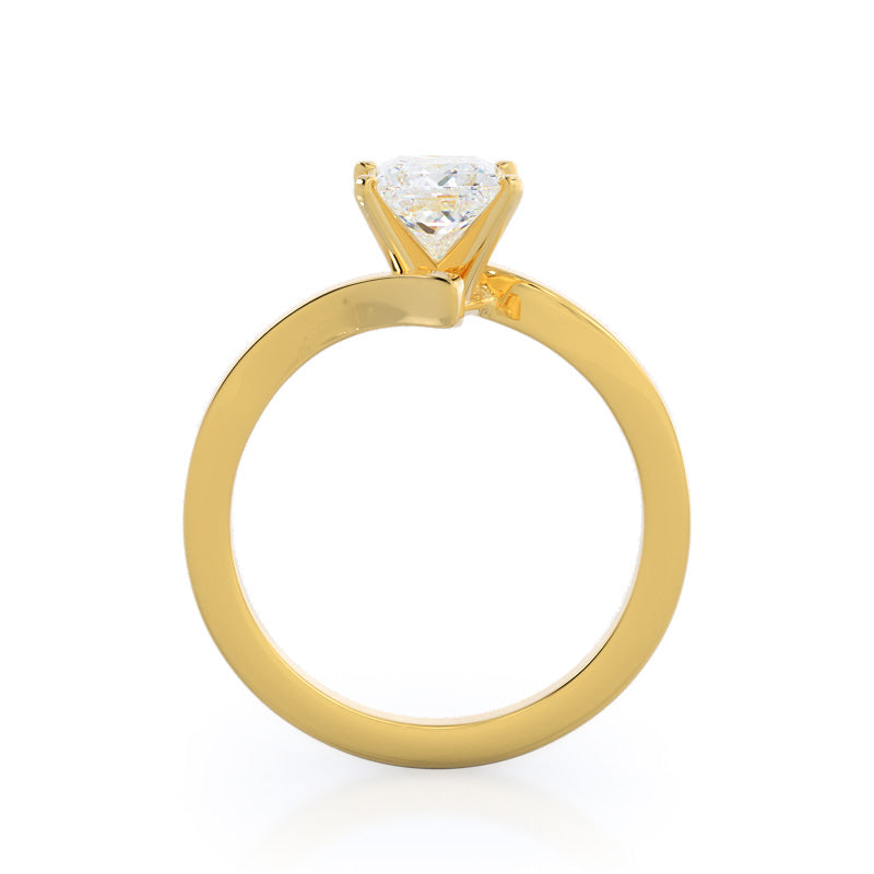 Flourish Solitaire Diamond Engagement Ring with Princess Cut Diamond in 14KT Yellow Gold view 2

