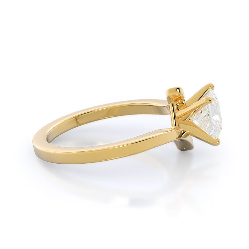 Flourish Solitaire Diamond Engagement Ring with Princess Cut Diamond in 14KT Yellow Gold view 3
