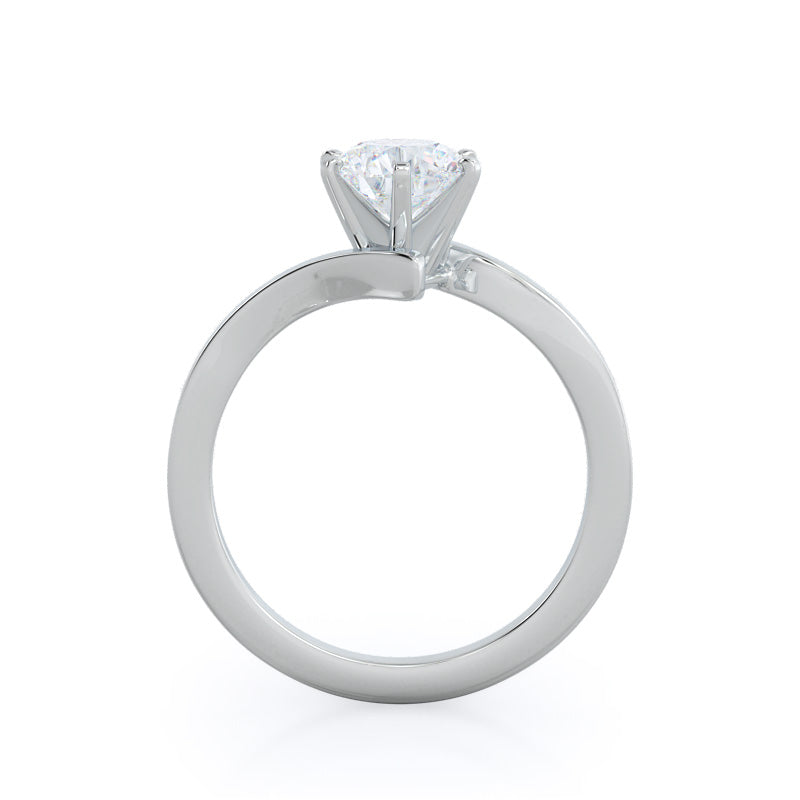 Flourish Solitaire Diamond Engagement Ring with Round Cut Diamond in 14KT Platinum view 2
