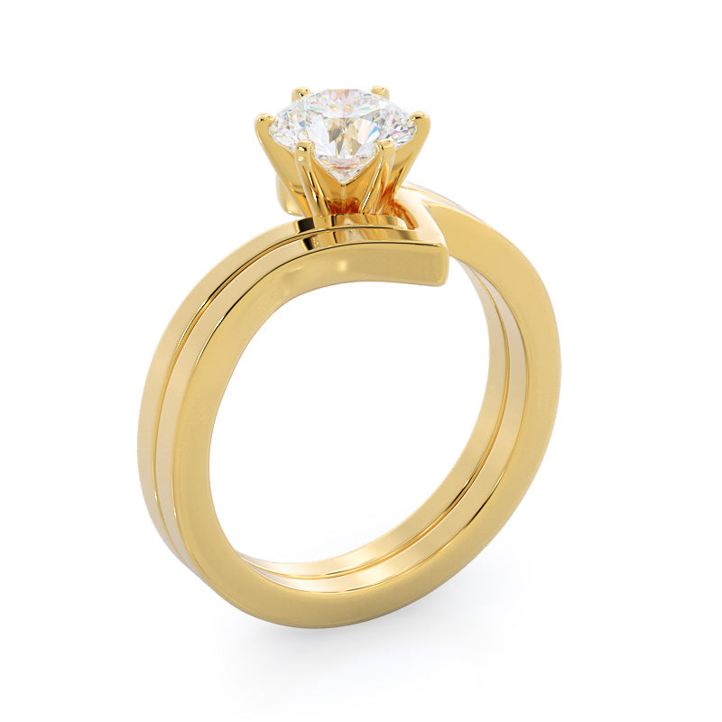 Flourish Solitaire Diamond Engagement Ring with Round Cut Diamond in 14KT Yellow Gold view 4
