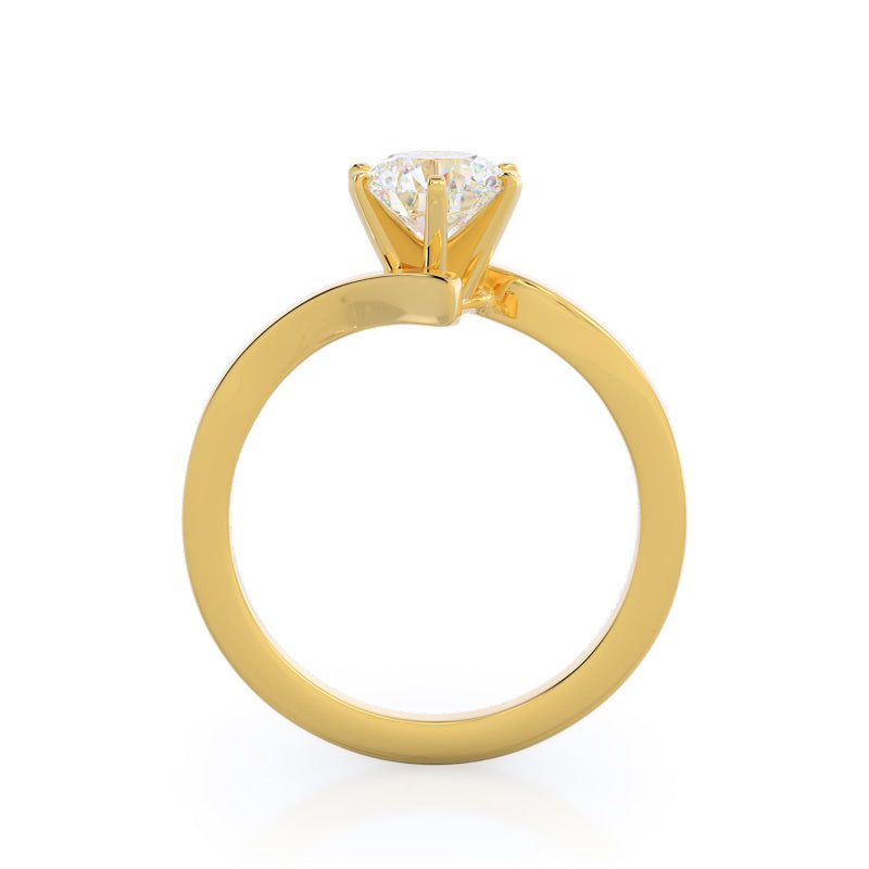 Round Cut Flourish Solitaire Diamond Engagement Ring with Lab Grown Diamond in 14KT Yellow Gold view 2

