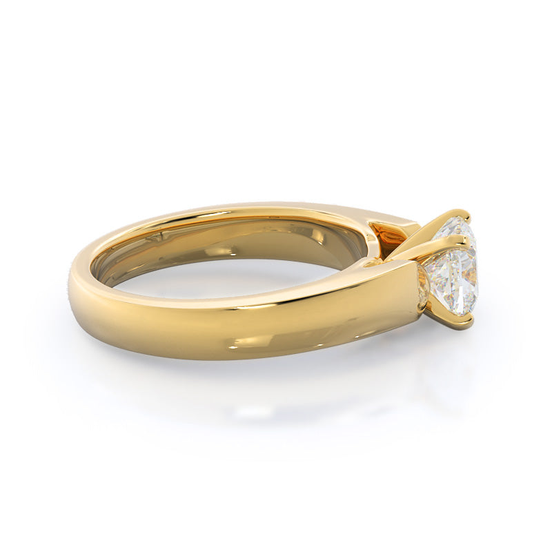 Cushion Cut Open Cathedral Diamond Engagement Ring with Lab Grown Diamond in 14KT Yellow Gold view 3
