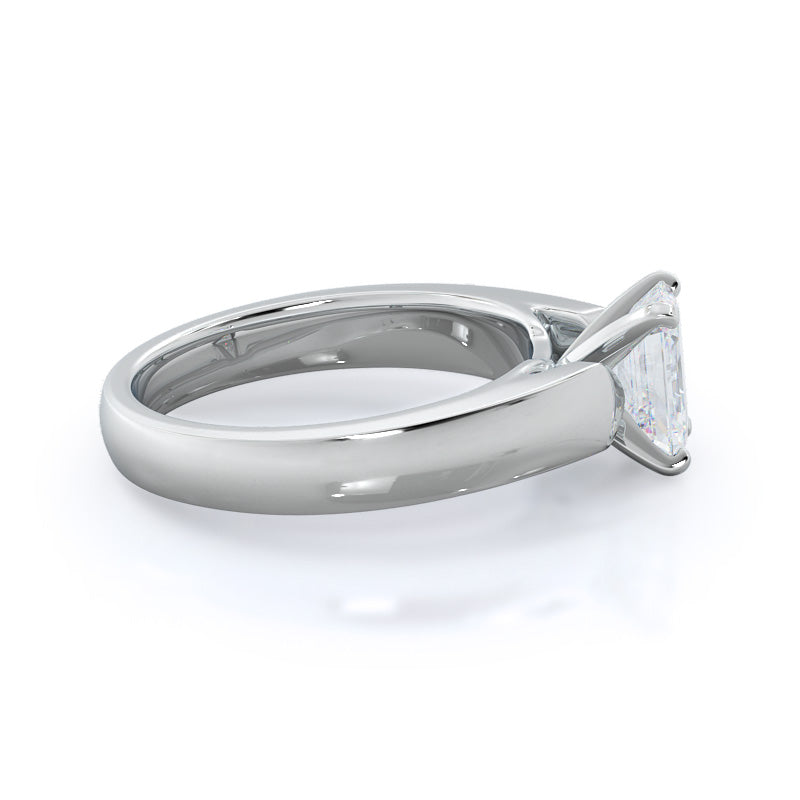 Emerald Cut Open Cathedral Diamond Engagement Ring with Lab Grown Diamond in 14KT Platinum view 3
