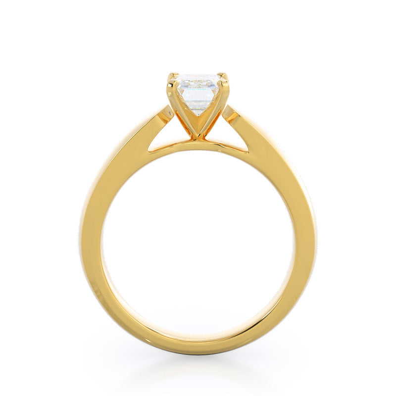 Emerald Cut Open Cathedral Diamond Engagement Ring with Lab Grown Diamond in 14KT Yellow Gold view 2
