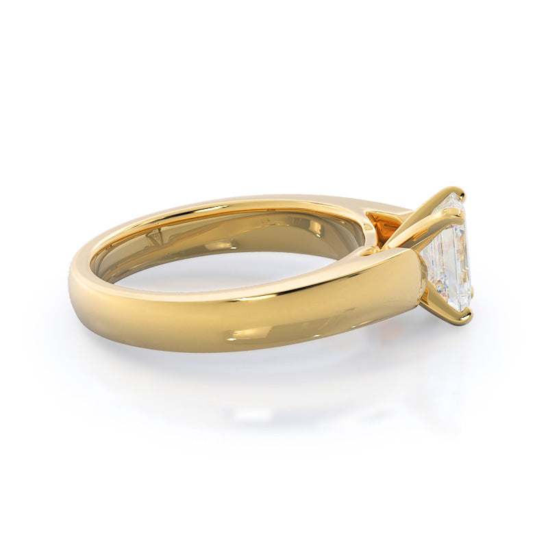 Emerald Cut Open Cathedral Diamond Engagement Ring with Lab Grown Diamond in 14KT Yellow Gold view 3
