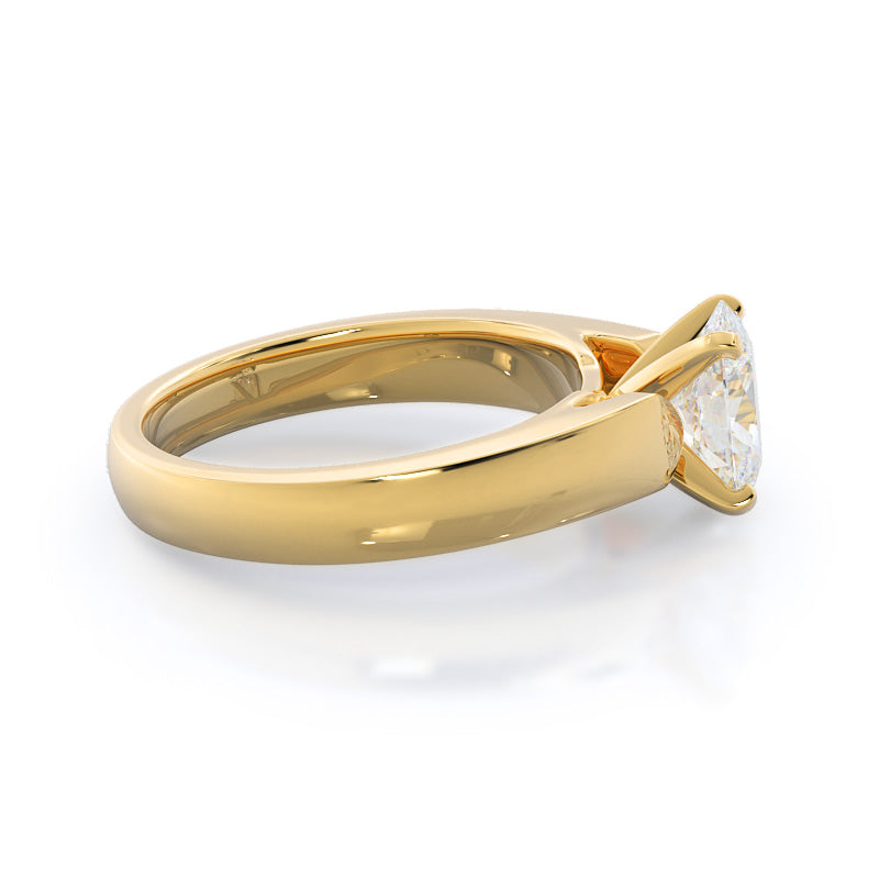 Oval Cut Open Cathedral Diamond Engagement Ring with Lab Grown Diamond in 14KT Yellow Gold view 3

