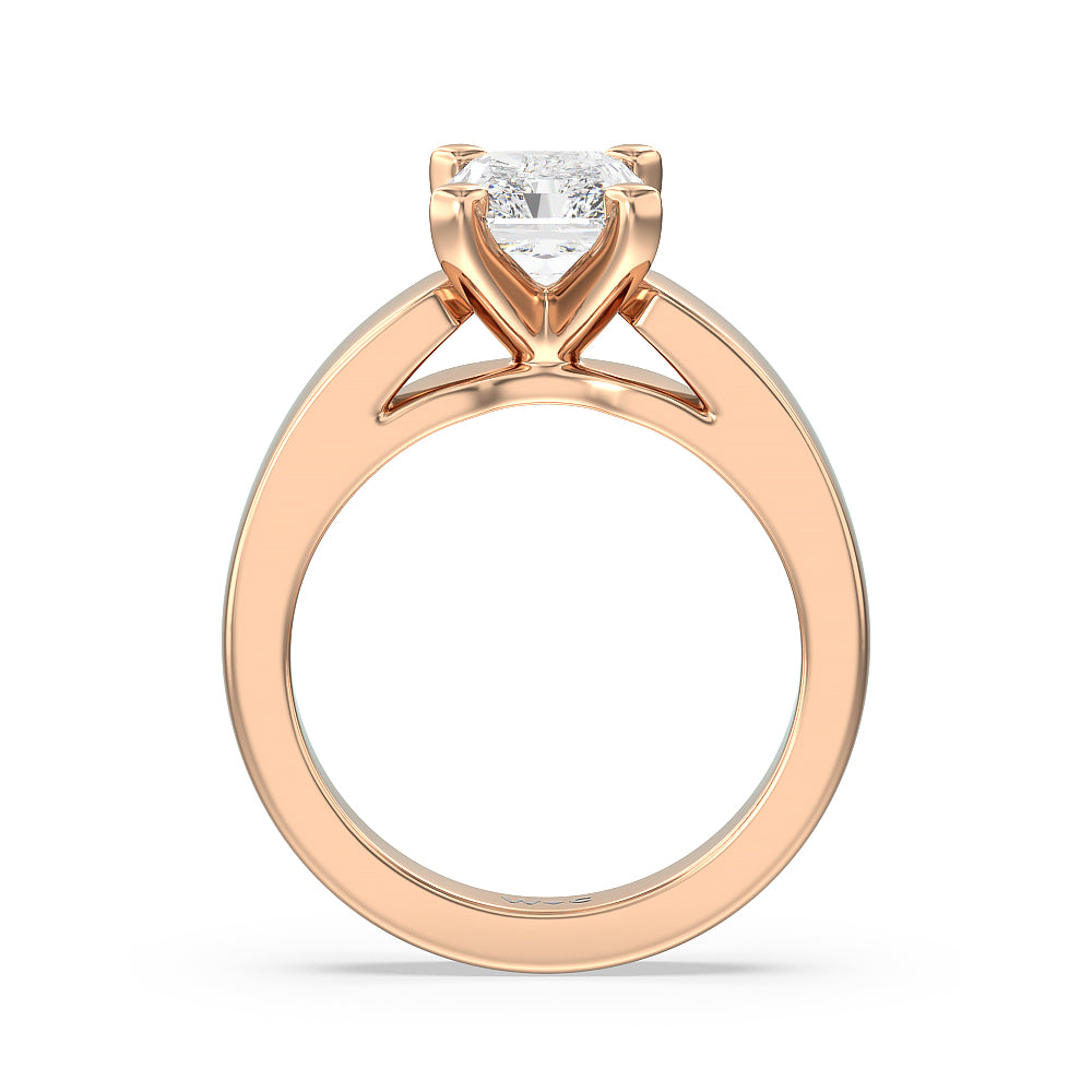 Radiant Cut Open Cathedral Diamond Engagement Ring with Lab Grown Diamond in 14KT Rose Gold view 2
