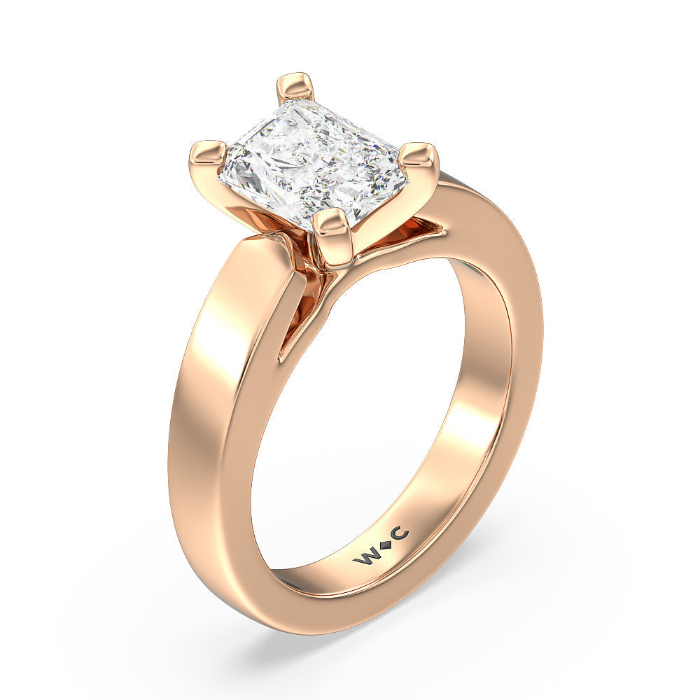 Open Cathedral Diamond Engagement Ring with Radiant Cut Diamond in 14KT Rose Gold view 3
