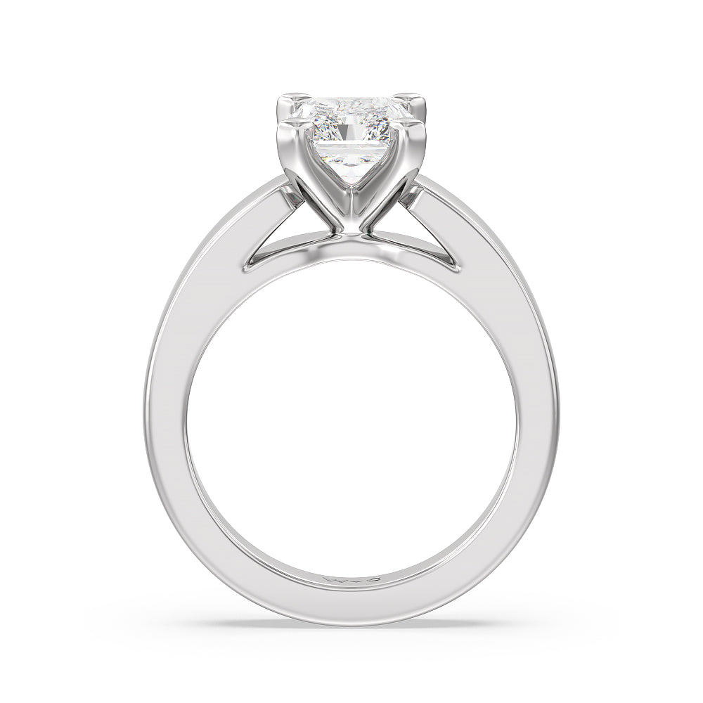 Open Cathedral Diamond Engagement Ring with Radiant Cut Diamond in 14KT Platinum view 2
