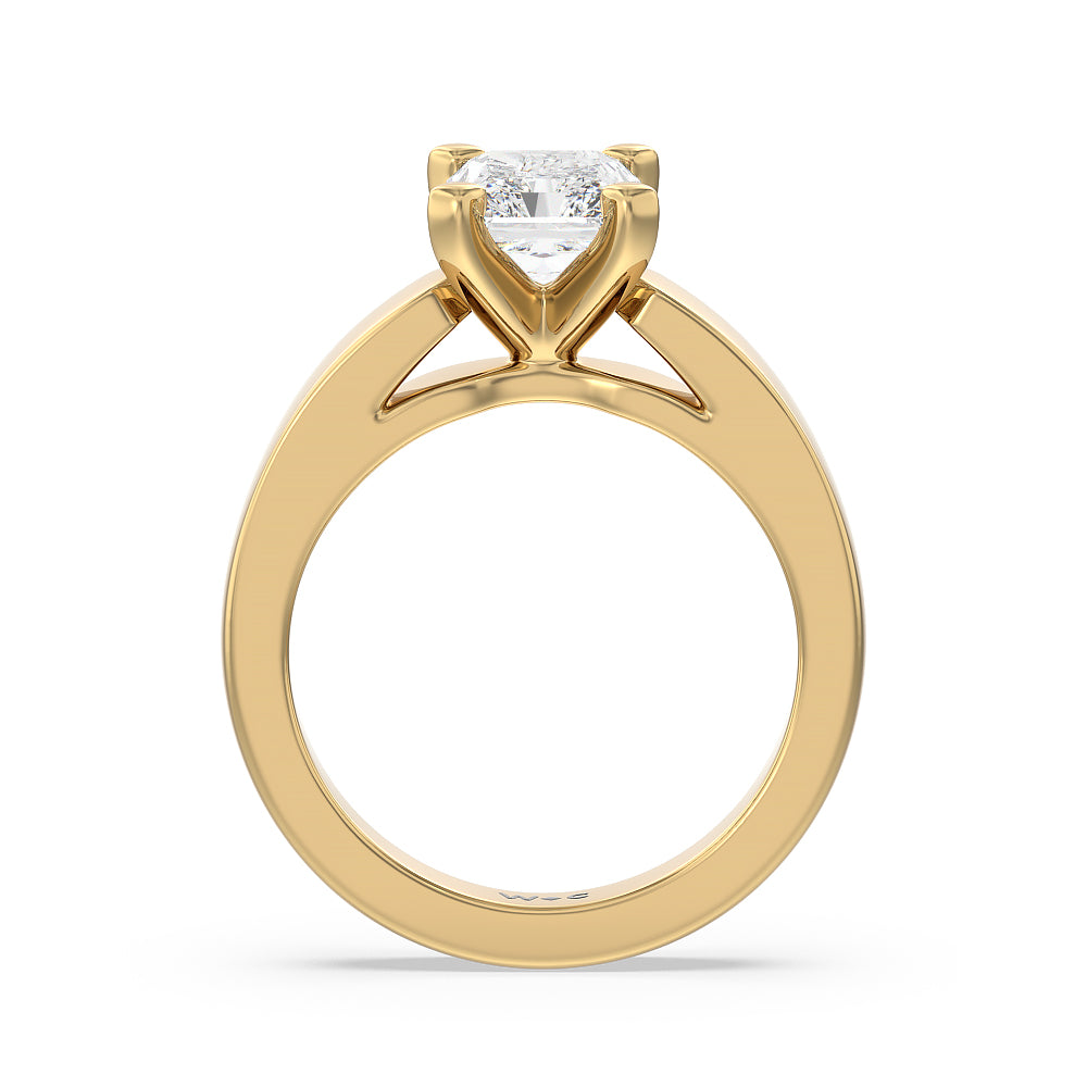 Radiant Cut Open Cathedral Diamond Engagement Ring with Lab Grown Diamond in 14KT Yellow Gold view 2
