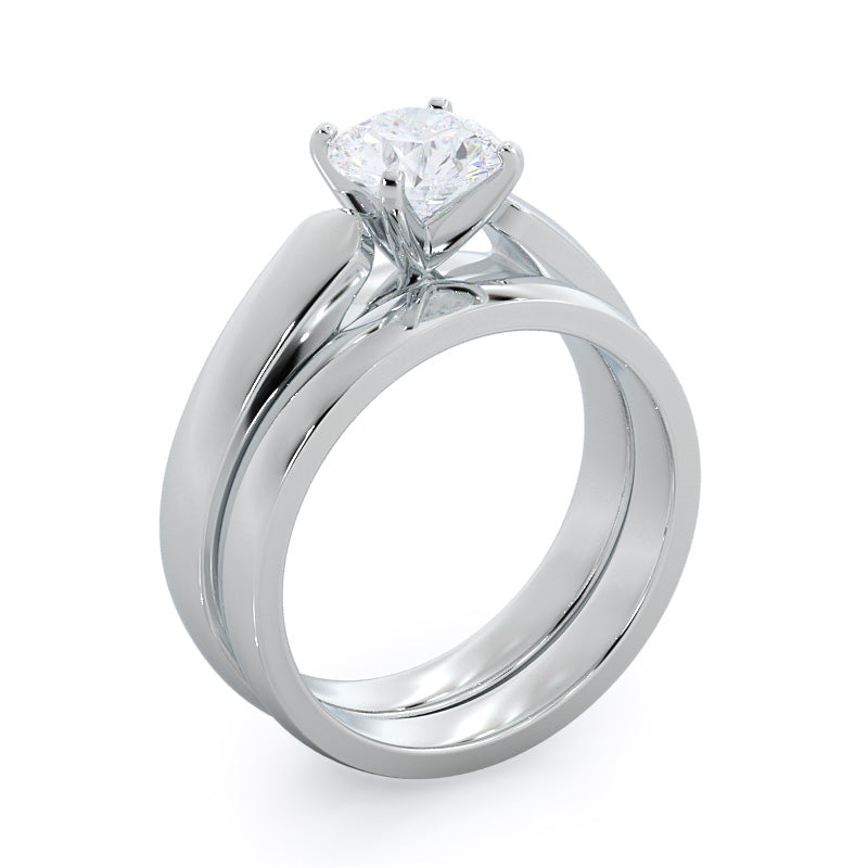 Open Cathedral Diamond Engagement Ring with Round Cut Diamond in 14KT Platinum view 3
