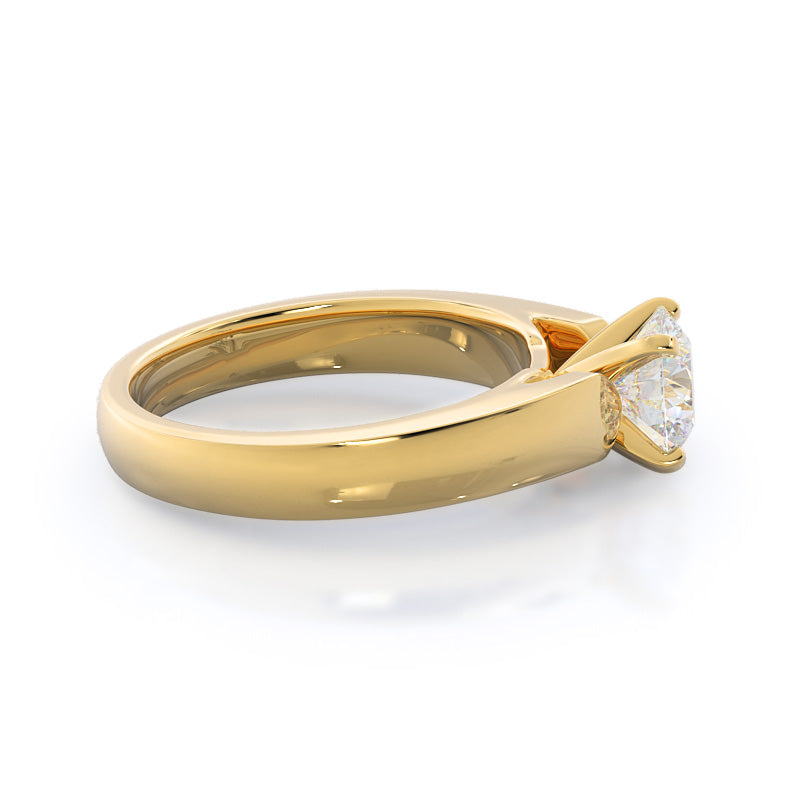 Open Cathedral Diamond Engagement Ring with Round Cut Diamond in 14KT Yellow Gold view 2
