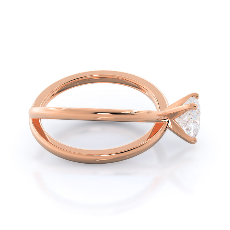 Cushion Cut Crisscross Diamond Engagement Ring with Lab Grown Diamond in 14KT Rose Gold view 3
