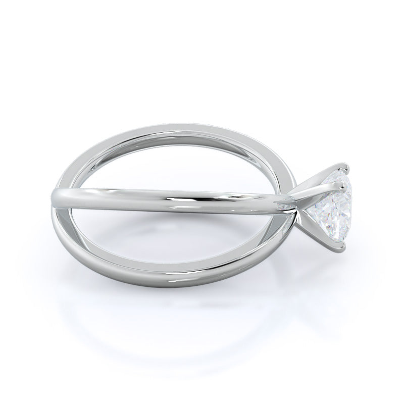 Cushion Cut Crisscross Diamond Engagement Ring with Lab Grown Diamond in 14KT Platinum view 3

