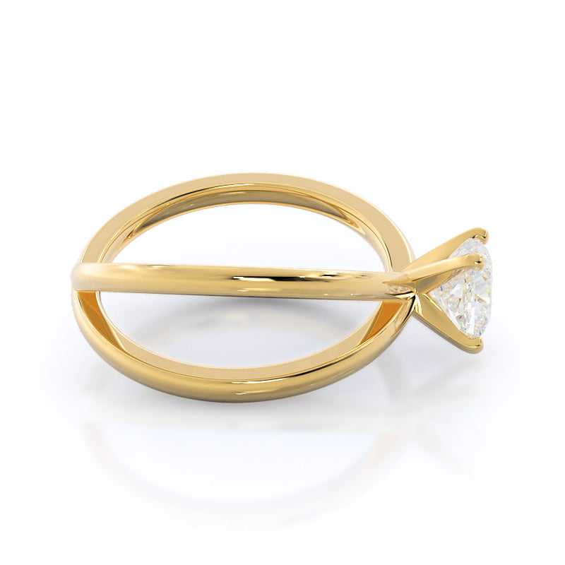 Cushion Cut Crisscross Diamond Engagement Ring with Lab Grown Diamond in 14KT Yellow Gold view 3

