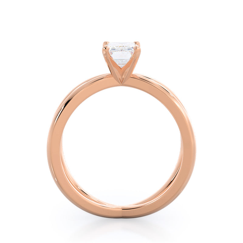 Emerald Cut Crisscross Diamond Engagement Ring with Lab Grown Diamond in 14KT Rose Gold view 2
