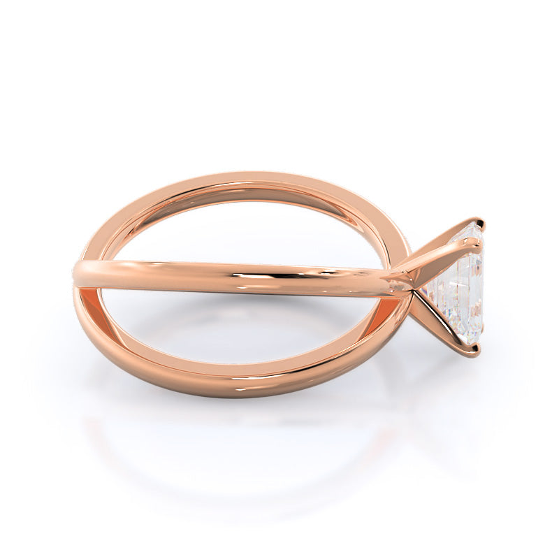 Emerald Cut Crisscross Diamond Engagement Ring with Lab Grown Diamond in 14KT Rose Gold view 3
