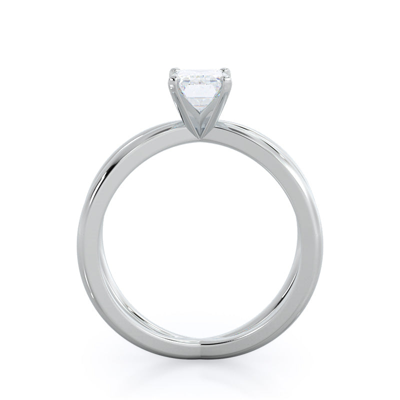 Emerald Cut Crisscross Diamond Engagement Ring with Lab Grown Diamond in 14KT Platinum view 2
