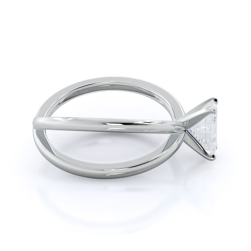 Emerald Cut Crisscross Diamond Engagement Ring with Lab Grown Diamond in 14KT Platinum view 3
