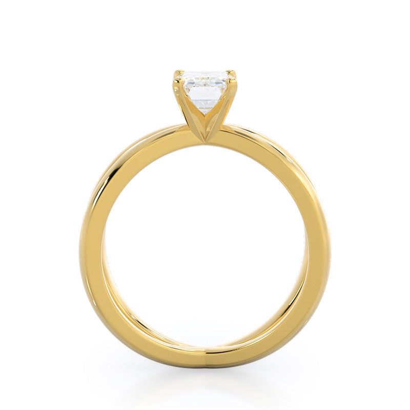 Emerald Cut Crisscross Diamond Engagement Ring with Lab Grown Diamond in 14KT Yellow Gold view 2
