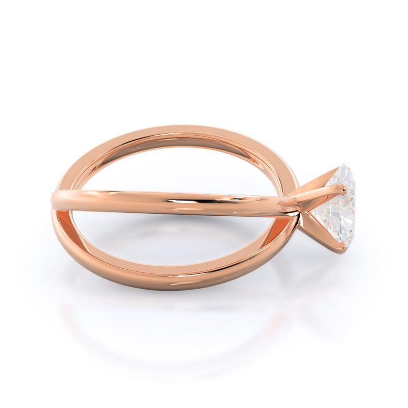 Oval Cut Crisscross Diamond Engagement Ring with Lab Grown Diamond in 14KT Rose Gold view 3
