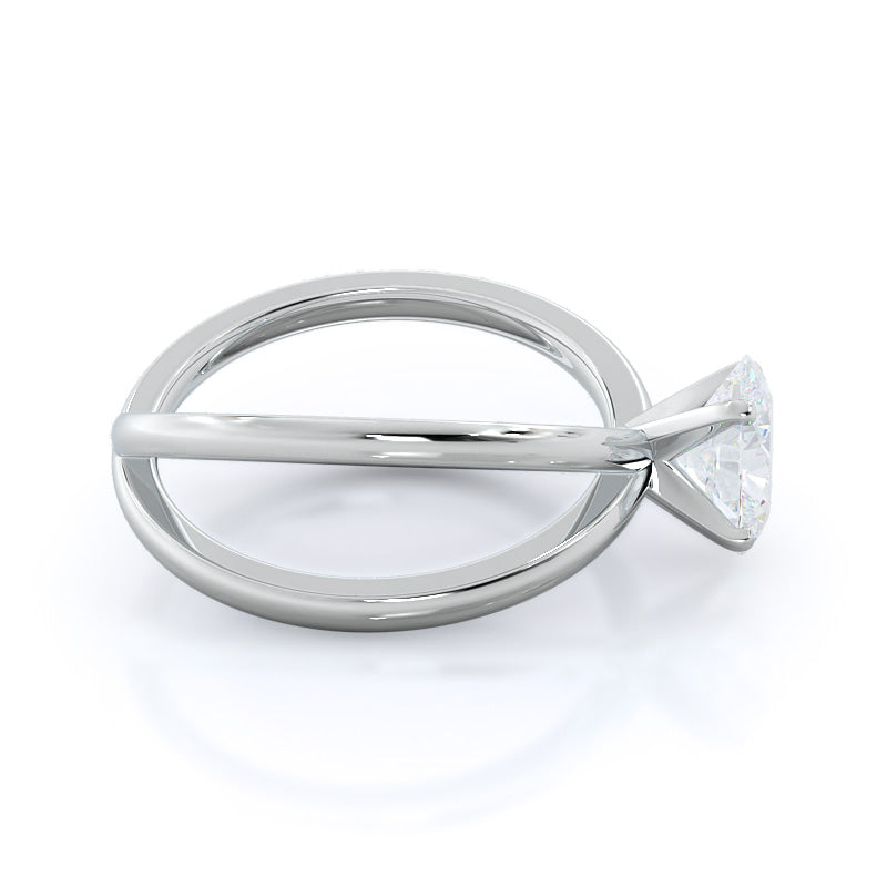 Oval Cut Crisscross Diamond Engagement Ring with Lab Grown Diamond in 14KT Platinum view 3
