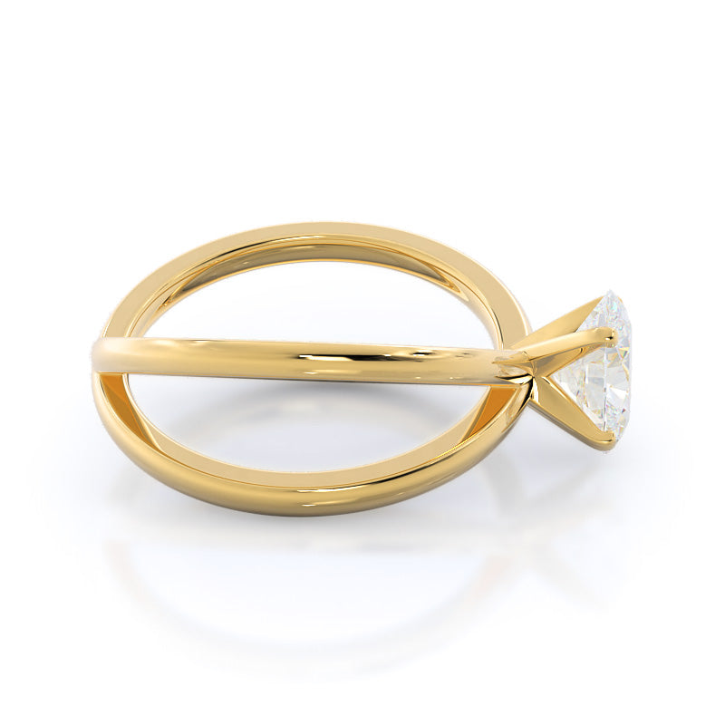 Oval Cut Crisscross Diamond Engagement Ring with Lab Grown Diamond in 14KT Yellow Gold view 3
