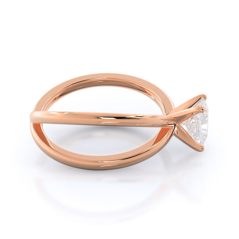 Princess Cut Crisscross Diamond Engagement Ring with Lab Grown Diamond in 14KT Rose Gold view 3
