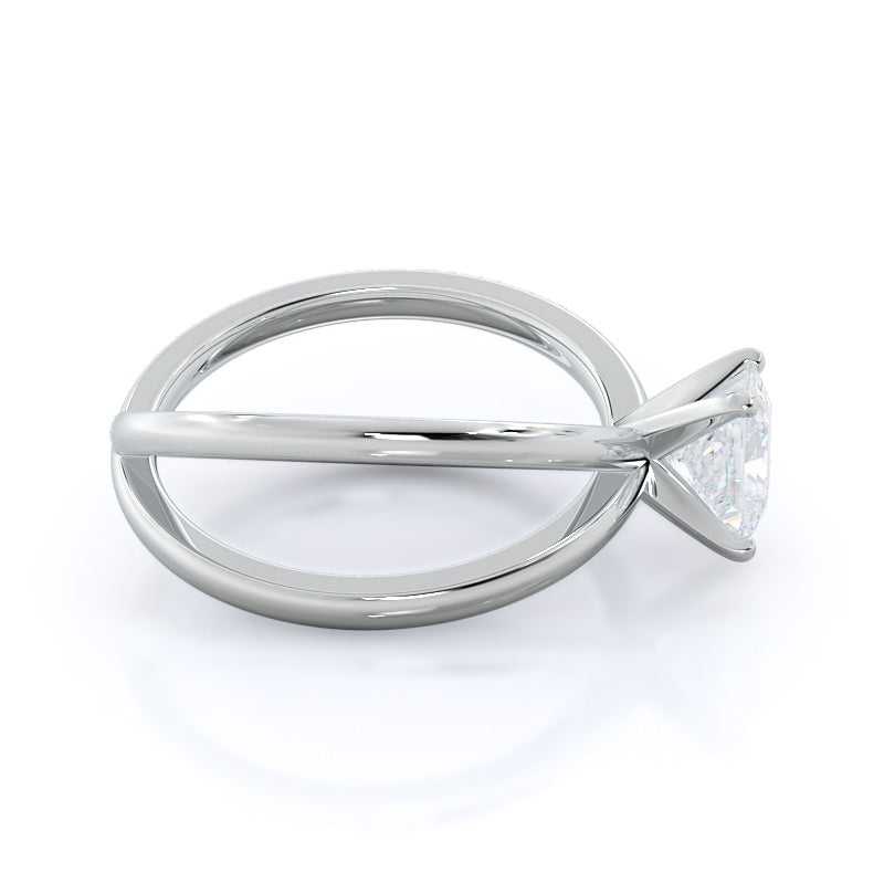 Princess Cut Crisscross Diamond Engagement Ring with Lab Grown Diamond in 14KT Platinum view 3
