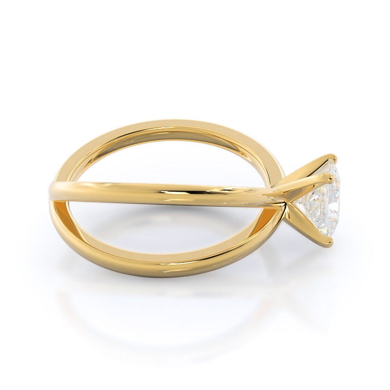 Princess Cut Crisscross Diamond Engagement Ring with Lab Grown Diamond in 14KT Yellow Gold view 3
