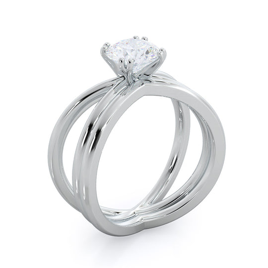 Round Cut Crisscross Diamond Engagement Ring with Lab Grown Diamond in 14KT Platinum view 4
