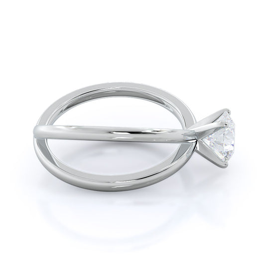 Round Cut Crisscross Diamond Engagement Ring with Lab Grown Diamond in 14KT Platinum view 3
