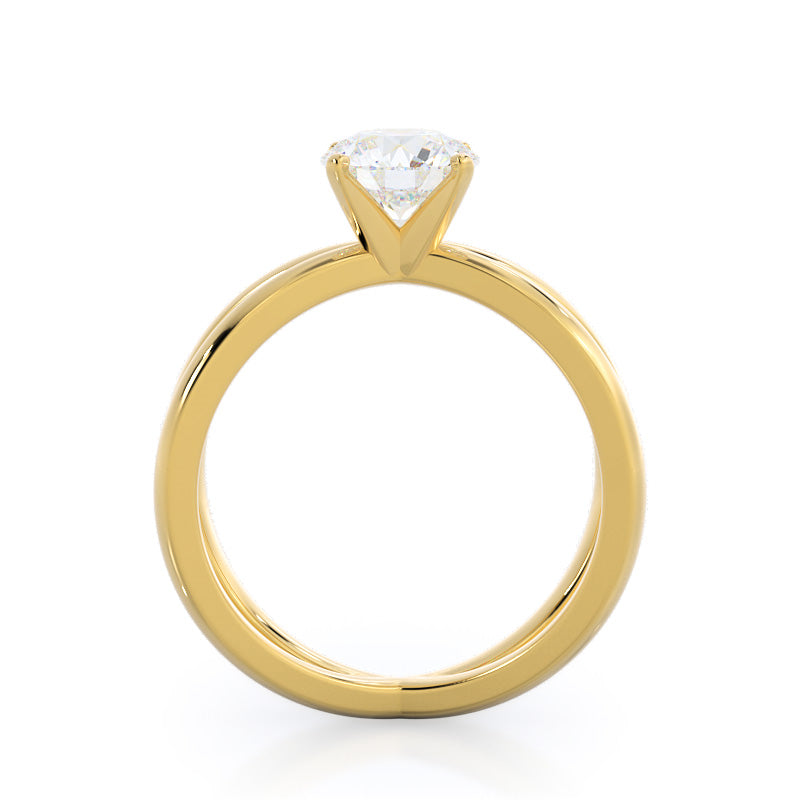 Round Cut Crisscross Diamond Engagement Ring with Lab Grown Diamond in 14KT Yellow Gold view 2
